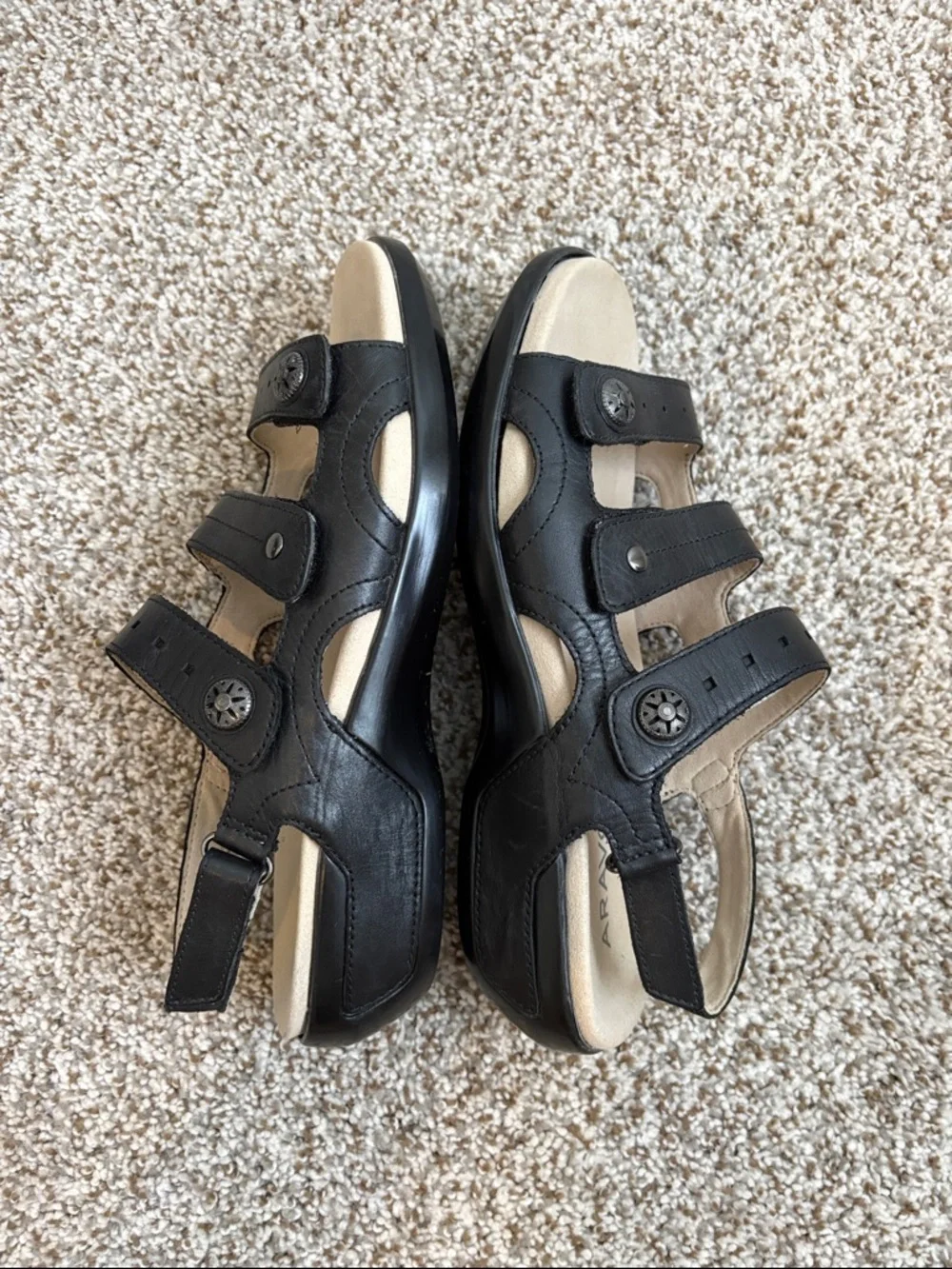 Aravon by New Balance 3 Strap Comfort Sandals Black Leather Size 9 B - Picture 11 of 12